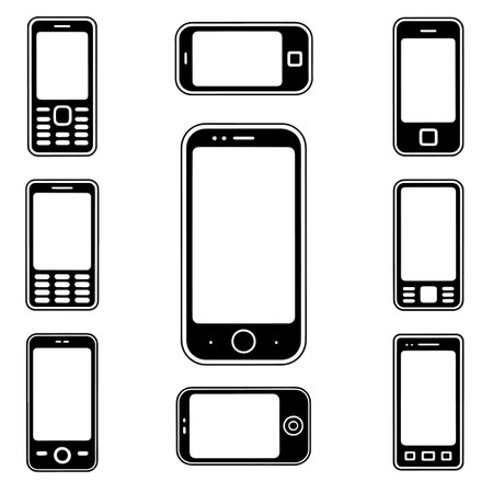 Set of mobile phone icons. Vector illustration isolated on white background.のイラスト素材