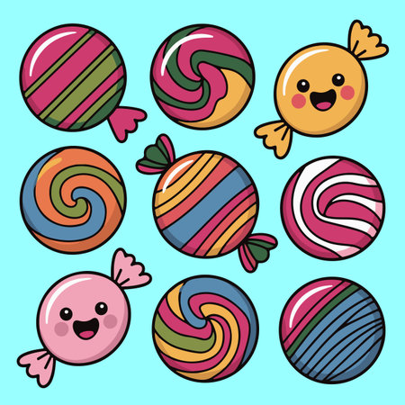 Candy vector set. Cute colorful lollipops.のイラスト素材