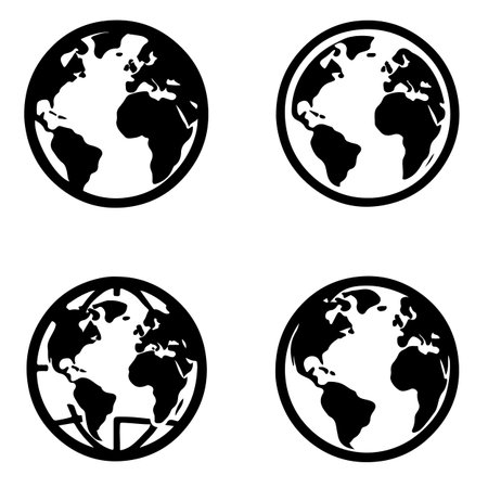 Set of black globe icons isolated on white background. Vector illustration.のイラスト素材