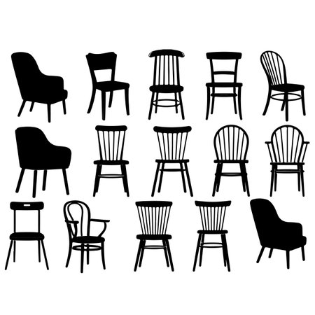 Silhouettes of chairs. Vector illustration isolated on white background.のイラスト素材