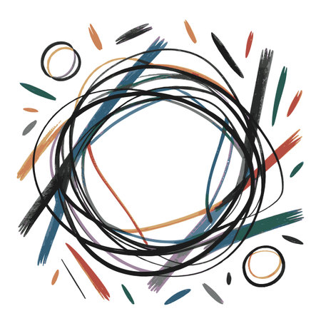 Hand drawn circle with scribbles. Abstract background. Vector illustration.のイラスト素材