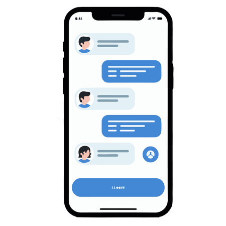 Smartphone with chat bubbles on the screen. Flat design. Vector illustration.のイラスト素材