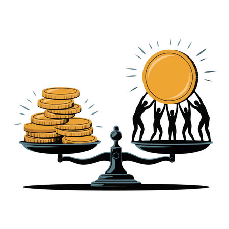 Balance of money and business people. Vector illustration on white background.のイラスト素材