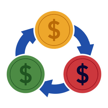 Dollar and Dollar Symbols in Circular Diagram on White Backgroundのイラスト素材