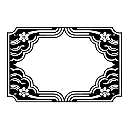 Black and white border frame deco. Art deco ornament. Vector clip art.のイラスト素材