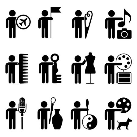 People Icon Set Isolated on White Background. Vector Illustration.のイラスト素材