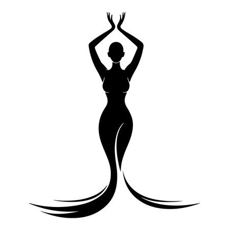 Silhouette of a beautiful woman in yoga pose. Vector illustrationのイラスト素材
