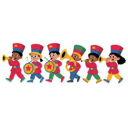 Illustration of a group of kids playing on a white background.のイラスト素材