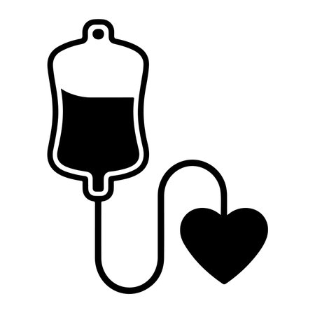 Blood donation flat icon. Vector Pictogram. Black and white illustration.のイラスト素材