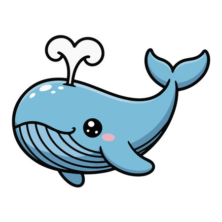 Cute cartoon whale isolated on a white background. Vector illustration.のイラスト素材