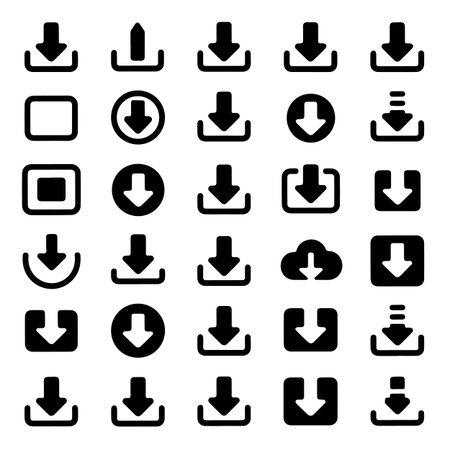 download icon set on white background for graphic and web design. Simple vector sign. Internet concept symbol for website button or mobile appのイラスト素材