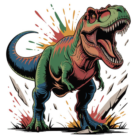 Dinosaur tyrannosaurus rex. Side view. Vector illustration.のイラスト素材