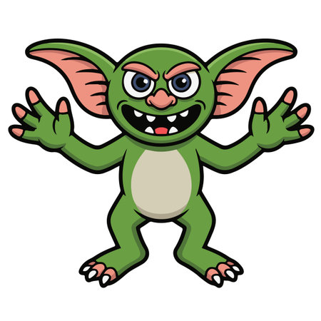 Funny green monster isolated on a white background. Vector illustration.のイラスト素材