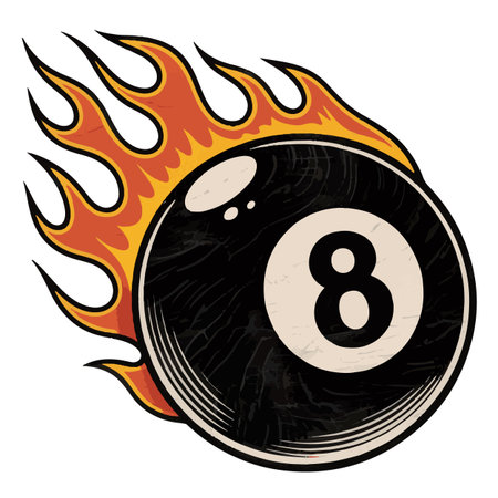 Billiards. Vector illustration of a billiard ball with flame.のイラスト素材