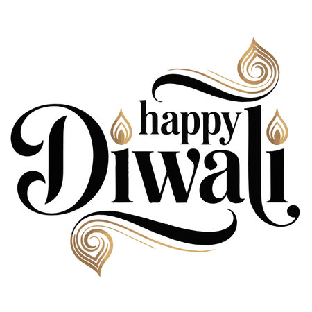 Happy Diwali lettering typography poster. Vector illustration.のイラスト素材