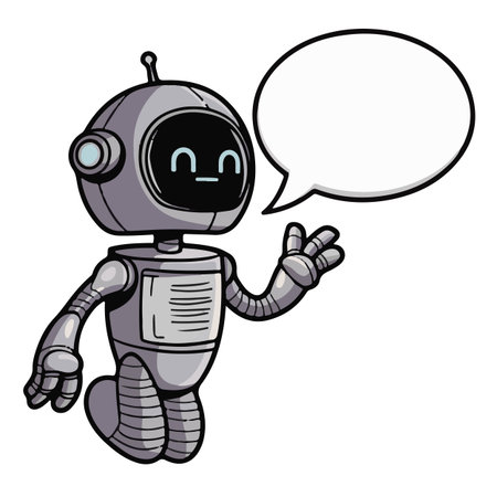 Cartoon robot with speech bubble. Vector illustration of a cartoon robot.のイラスト素材