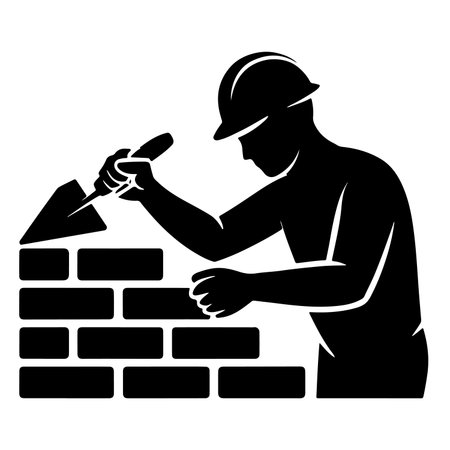 Bricklayer worker icon. Simple illustration of bricklayer worker vector icon for webのイラスト素材