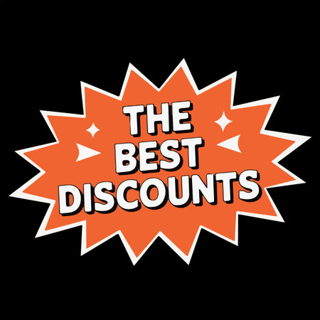The Best Discounts white stamp on black background. Sign, label, stickerのイラスト素材