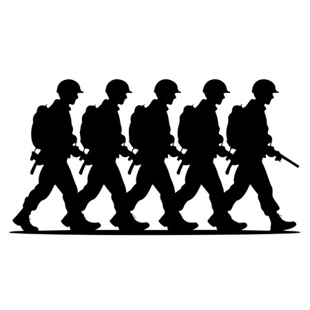 Soldiers silhouettes on a white background. Vector illustration. EPS 10のイラスト素材
