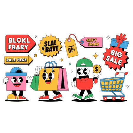 set of shopping bags, vector illustration, eps10, contains transparenciesのイラスト素材