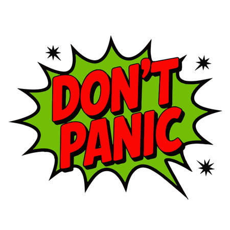 Don't panic comic book word on white background. Vector illustration.のイラスト素材