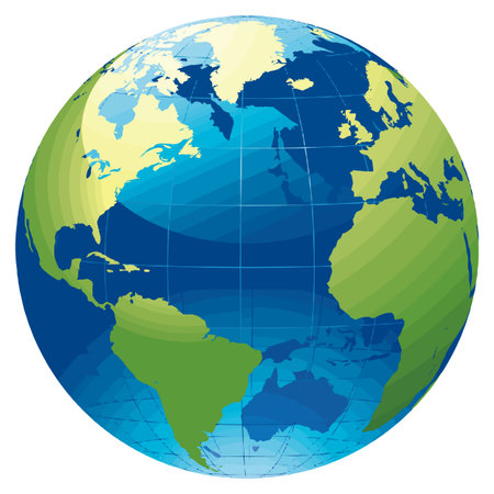 Globe with the image of the planet Earth. Vector illustration.のイラスト素材