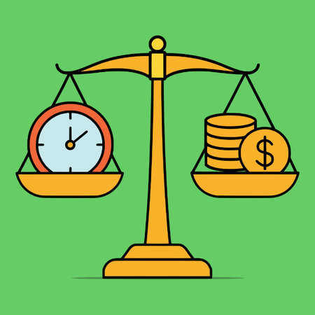 Time is money. Balance scale. Vector illustration in flat style.のイラスト素材