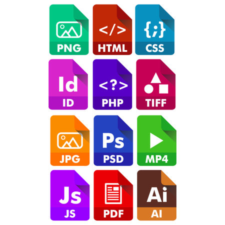 Set of colorful application icons. Vector illustration in flat design style.