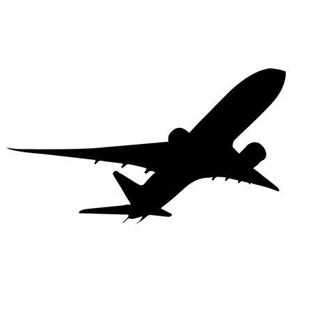 Silhouette of a passenger plane on a white background. Vector illustrationのイラスト素材
