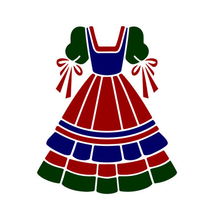 Fashionable dress with a pattern of red, green and blue bows.のイラスト素材