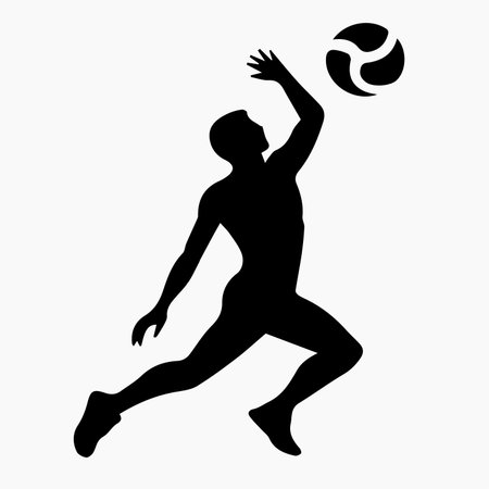 volleyball player silhouette isolated on white background, vector illustration.のイラスト素材