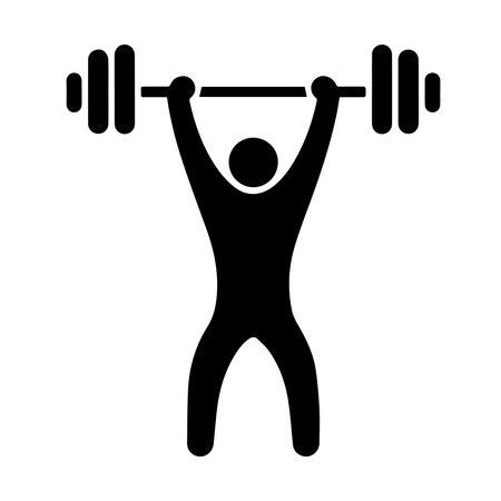 Weightlifting icon vector male person profile avatar symbol for fitness in a glyph pictogram illustrationのイラスト素材