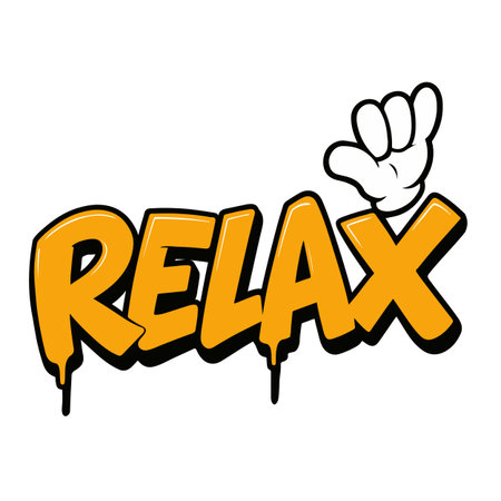 Relax - hand drawn lettering. Vector illustration on white background.のイラスト素材