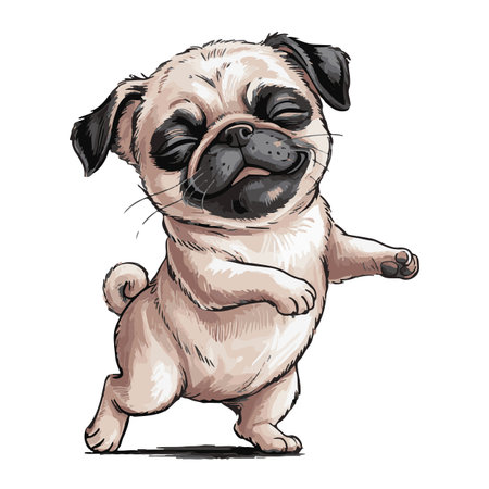 Pug dog. Vector illustration of a cute pug dog.のイラスト素材