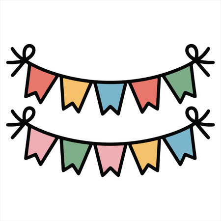 bunting flags party decoration icon. Isolated and flat illustration. Vector graphicのイラスト素材