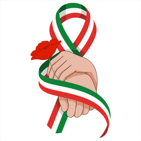 Ribbon in the hand. Vector illustration isolated on white background.のイラスト素材