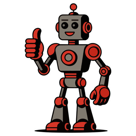 Robot with thumb up. Vector illustration. Robot with thumb up.のイラスト素材