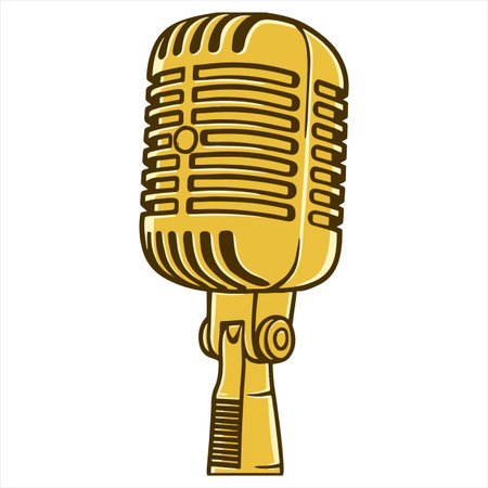 Retro microphone icon. Isolated on white background. Vector illustration.のイラスト素材