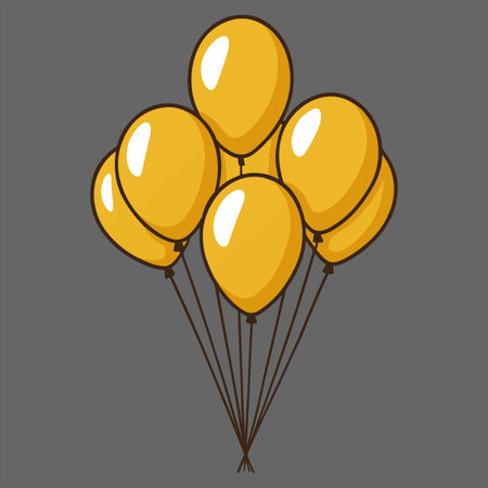 Set of yellow balloons. Vector illustration. Isolated on gray background.のイラスト素材