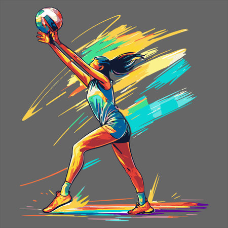 volleyball woman player in action vector illustration. hand drawn sportのイラスト素材