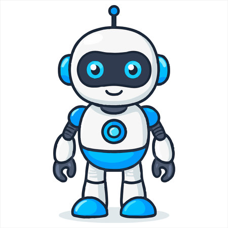 Cute cartoon robot. Vector illustration isolated on a white background.のイラスト素材