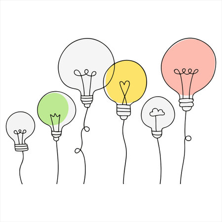Light bulb idea concept. Hand drawn vector doodle illustration.のイラスト素材