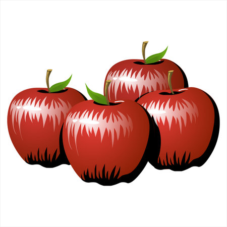 Illustration of red apples on a white background. Vector illustration.のイラスト素材