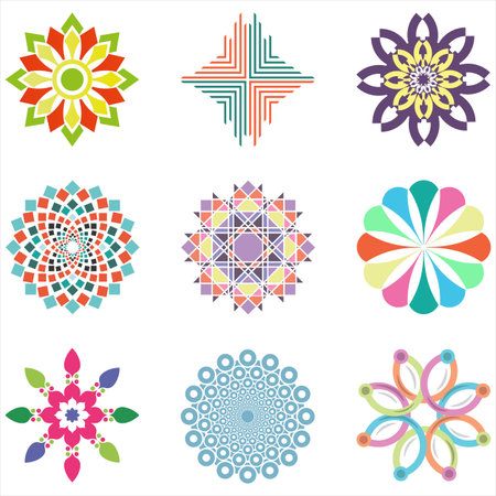Set of colorful mandalas. Vector illustration. Design elements.のイラスト素材