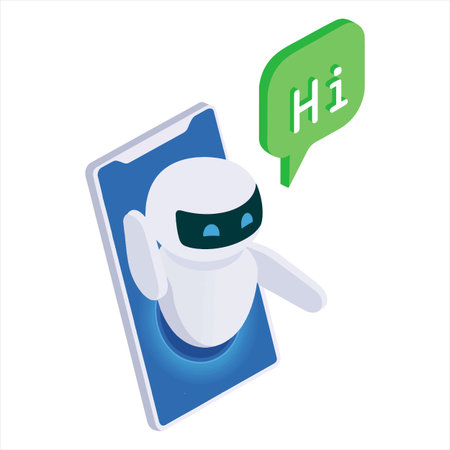Chatbot on the smartphone. Isometric vector illustration. Vector illustration.のイラスト素材