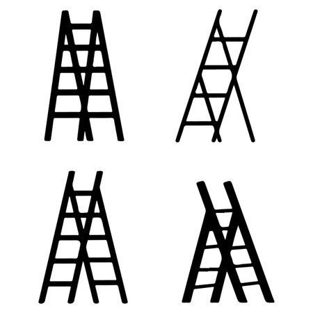 Ladder vector icon set. Black illustration isolated on white background for graphic and web design.のイラスト素材