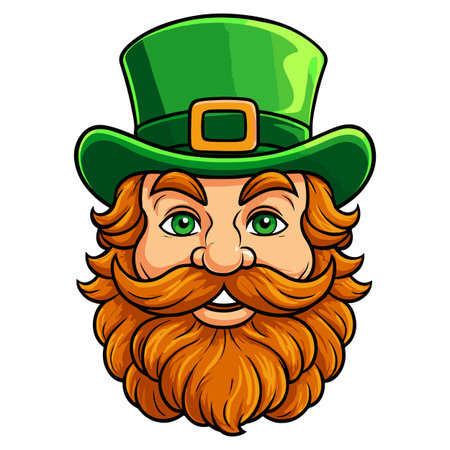 Leprechaun face with hat and beard. Vector illustration.のイラスト素材