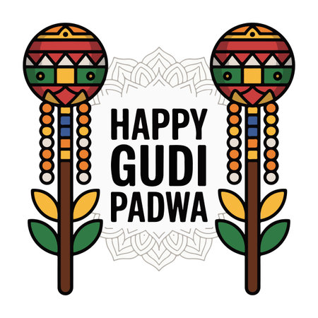 happy gudi padwa indian festival card vector illustration graphic designのイラスト素材