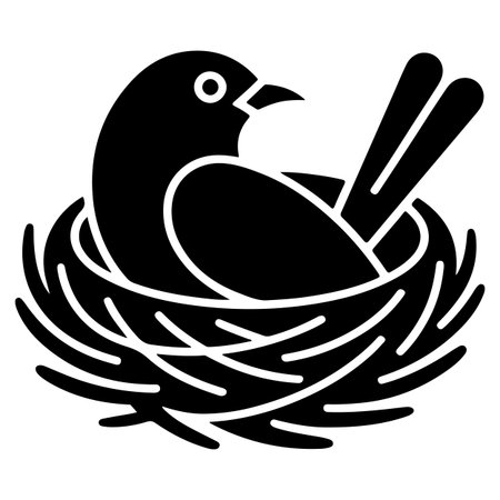Bird in nest icon. Simple illustration of bird in nest icon for web design isolated on white backgroundのイラスト素材