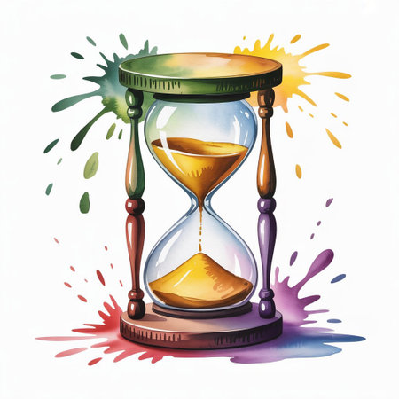 Hourglass on a white background. Watercolor hand-drawn illustration